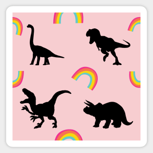 Cute Pink Dinosaurs and Rainbows Sticker